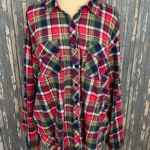 JUST BE Plus Size 3X Long Sleeve Plaid Button Down